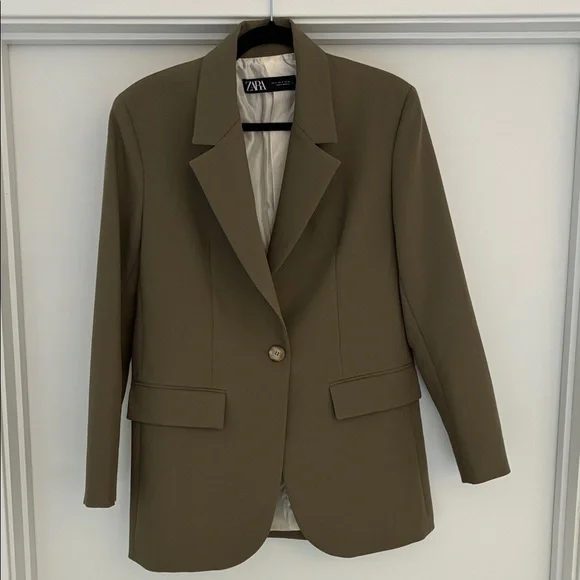 Zara Olive Blazer with Single Button - Picture 6 of 7